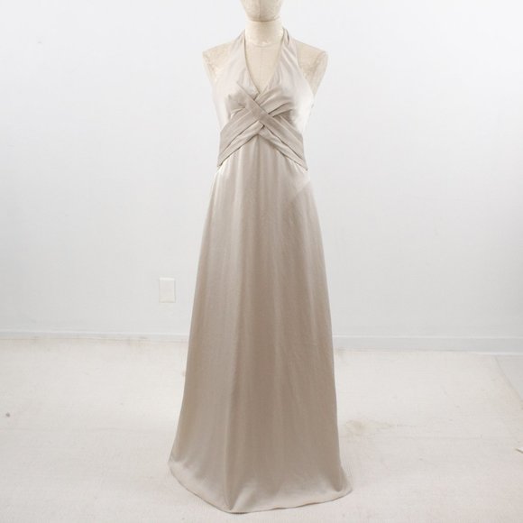 BCBGMaxAzria 4 Satin Bandage Formal Gown Champagne - Picture 9 of 9